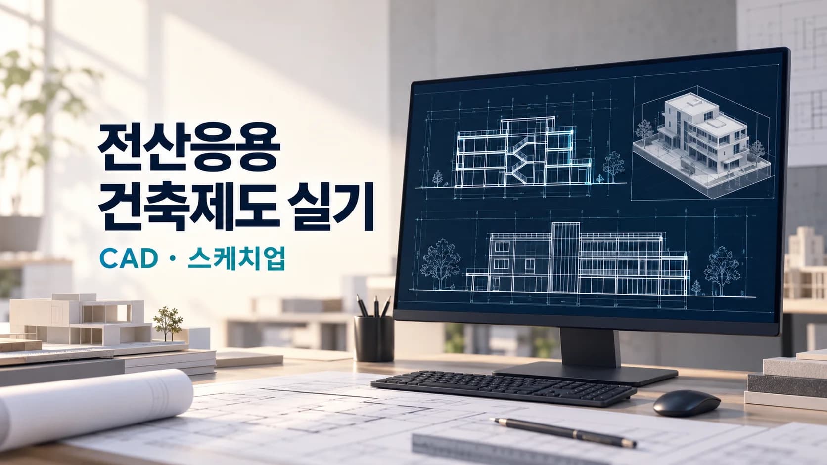 [합격] 전산응용건축제도 실기(CAD, 스케치업)